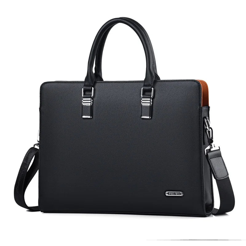 Brun axelremsväska för laptop, en mångsidig portfölj och resväska för den moderna mannen.