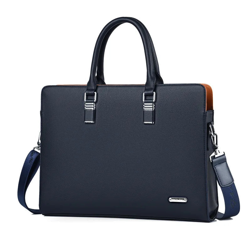 Professionell svart portfölj/laptopväska för herrar, elegant design, idealisk för arbetsresor.