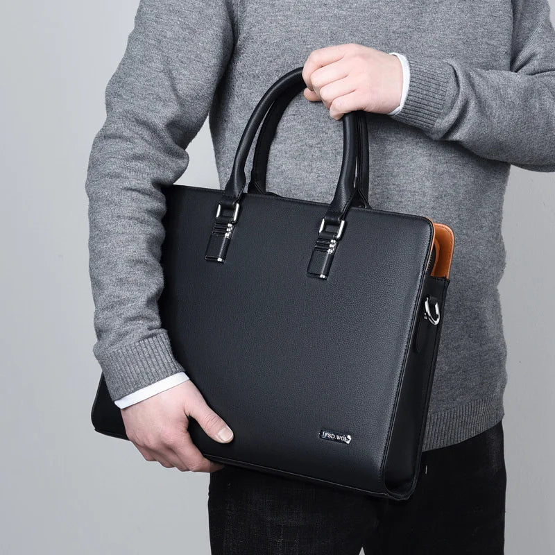 Modern herrlaptopväska, en funktionell portfölj lämplig som all-års kontorsväska.