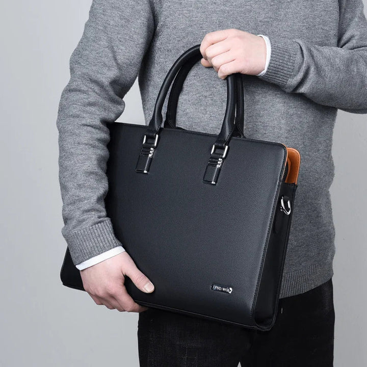 Modern herrlaptopväska, en funktionell portfölj lämplig som all-års kontorsväska.