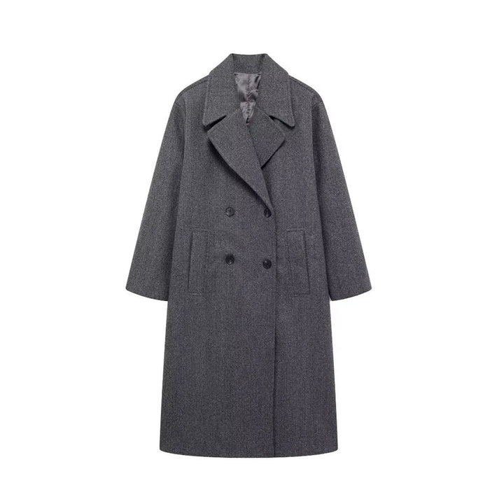 Lyxig kvinnors vinterkappa i svart, elegant design. Tidlöst ytterplagg, perfekt för mode och värme under kalla dagar.