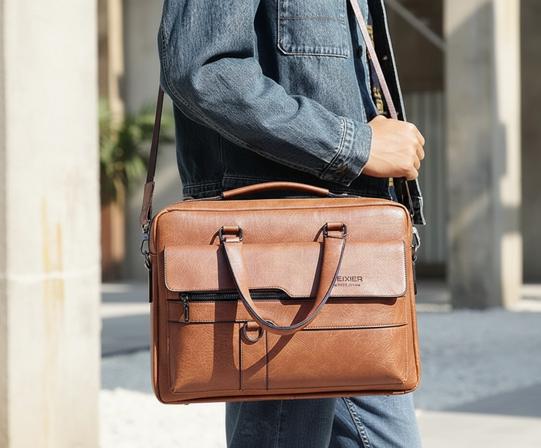 Elegant svart laptopväska för business, unisex design, perfekt som portfölj och datorväska för professionellt bruk.