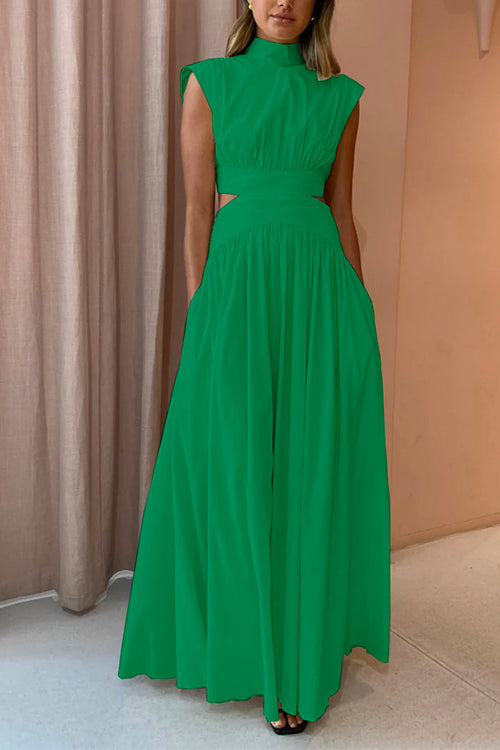 Kvinnors stilrena maxiklänning med modern mockneck och elegant utsnitt, idealisk som fest- eller vardagsklänning.