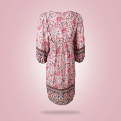 Damklänning mini med V-ringning, tillverkad i mjuk polyester. Elegant och modern klänning för kvinnor, perfekt för mode.