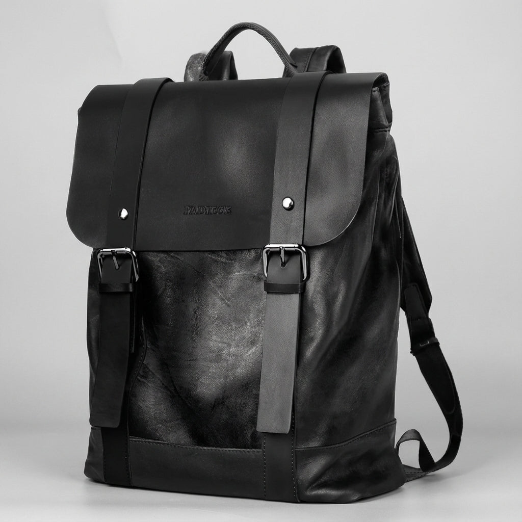 Velluno vattentät läderryggsäck för laptop. En organiserad och elegant unisex ryggsäck för pendling & resor.