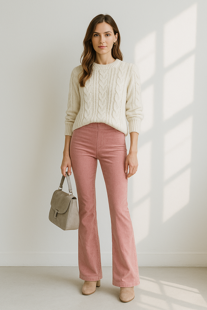 Bekväma utsvängda byxor i mjukt material för dam, perfekta för en chic vardagslook.