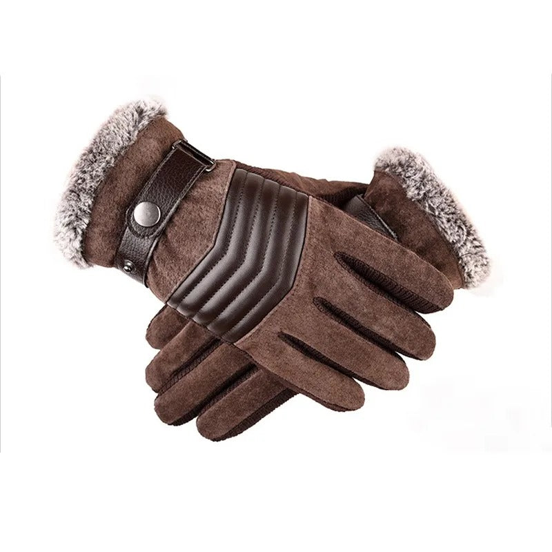 Herrhandskar i läderimitation, svarta, med touchscreen-kompatibla fingertoppar, perfekt för vinterbruk.