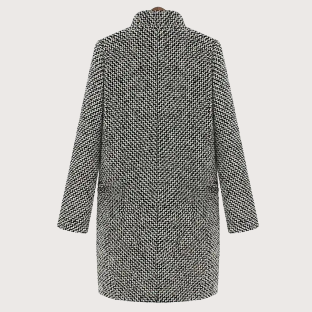 Damkappa med houndstooth mönster, elegant och stilren vinterkappa för damer, perfekt i höst/vinter.