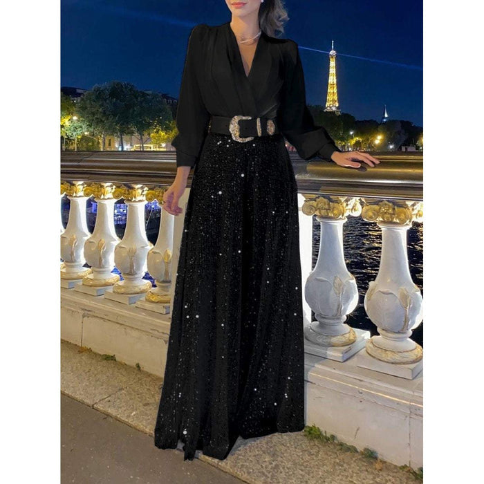 Bekvämt och chic V-ringat tvådelat set för kvinnor. Ett perfekt val för elegant och tidlöst mode.