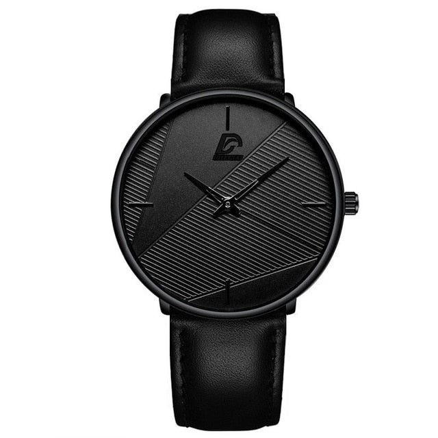 Elegant herrkvartsklocka, ultratunn och stilren. Perfekt accessoar för affärsmöten eller formella event.