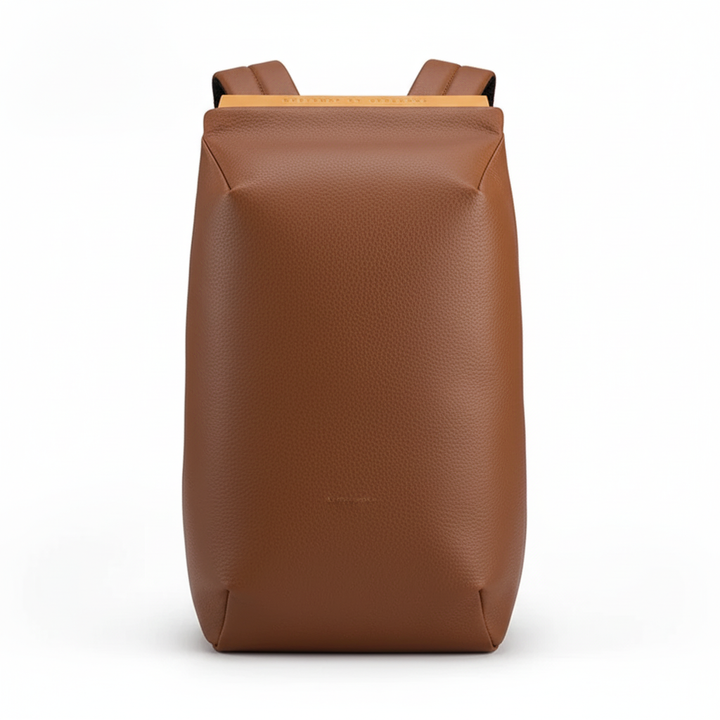 Klassisk brun läderryggsäck, handgjord för unisex bruk. Robust vardagsryggsäck med elegant finish.