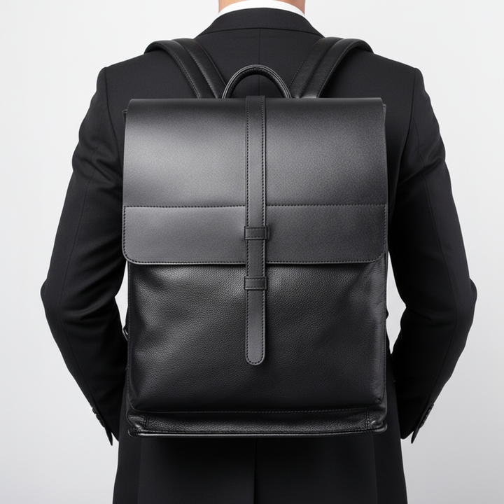 Premium unisex läder laptopväska, perfekt som funktionell arbetsväska eller elegant skolväska.