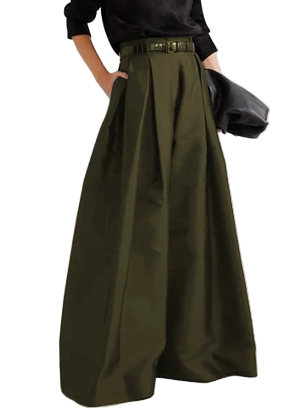 Elegant veckad vidbensbyxa för kvinnor, hög midja, business casual, perfekt för arbete eller fritid.
