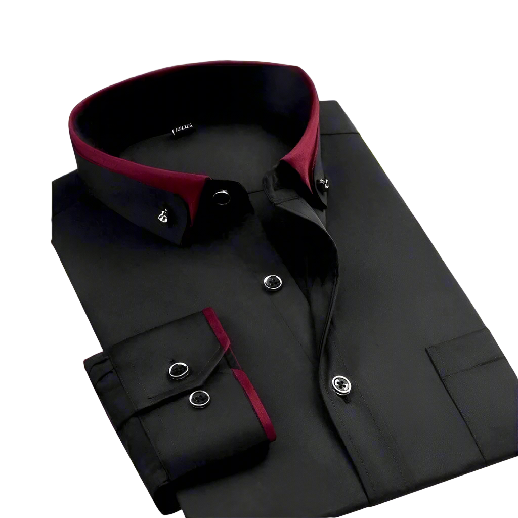 Elegant vit långärmad herrskjorta i klassisk stil, perfekt för både casual och formella tillfällen.