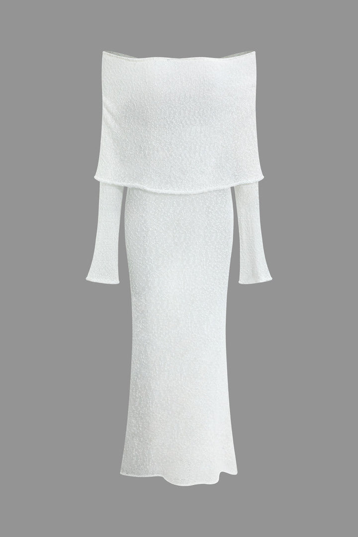 Stilren festklänning, en elegant off shoulder maxiklänning för kvinnors mode och speciella tillfällen.