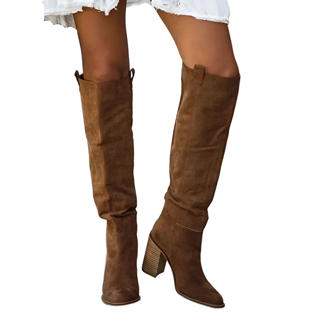 Eleganta blockklacksstövlar för kvinnor. Perfekta stilrena damskor med klack för höstens mode.
