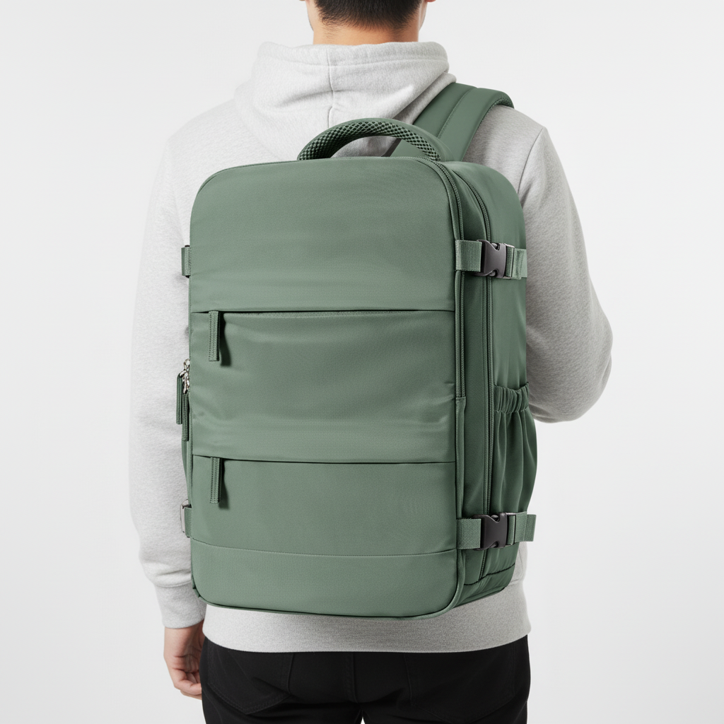 Svart unisex kabinryggsäck CabinMate. Perfekt för flyg & tåg, med smarta fack för organiserade resor.
