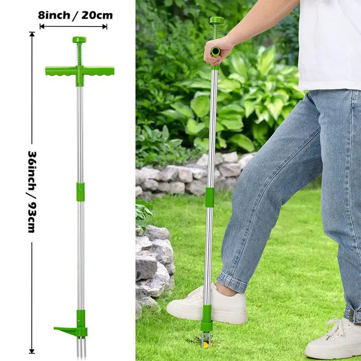 Hemmafix-verktyg: Långskaftad ogräsborttagare för enkel trädgårdsskötsel. Ergonomisk, skonar ryggen vid ogräsrensning.
