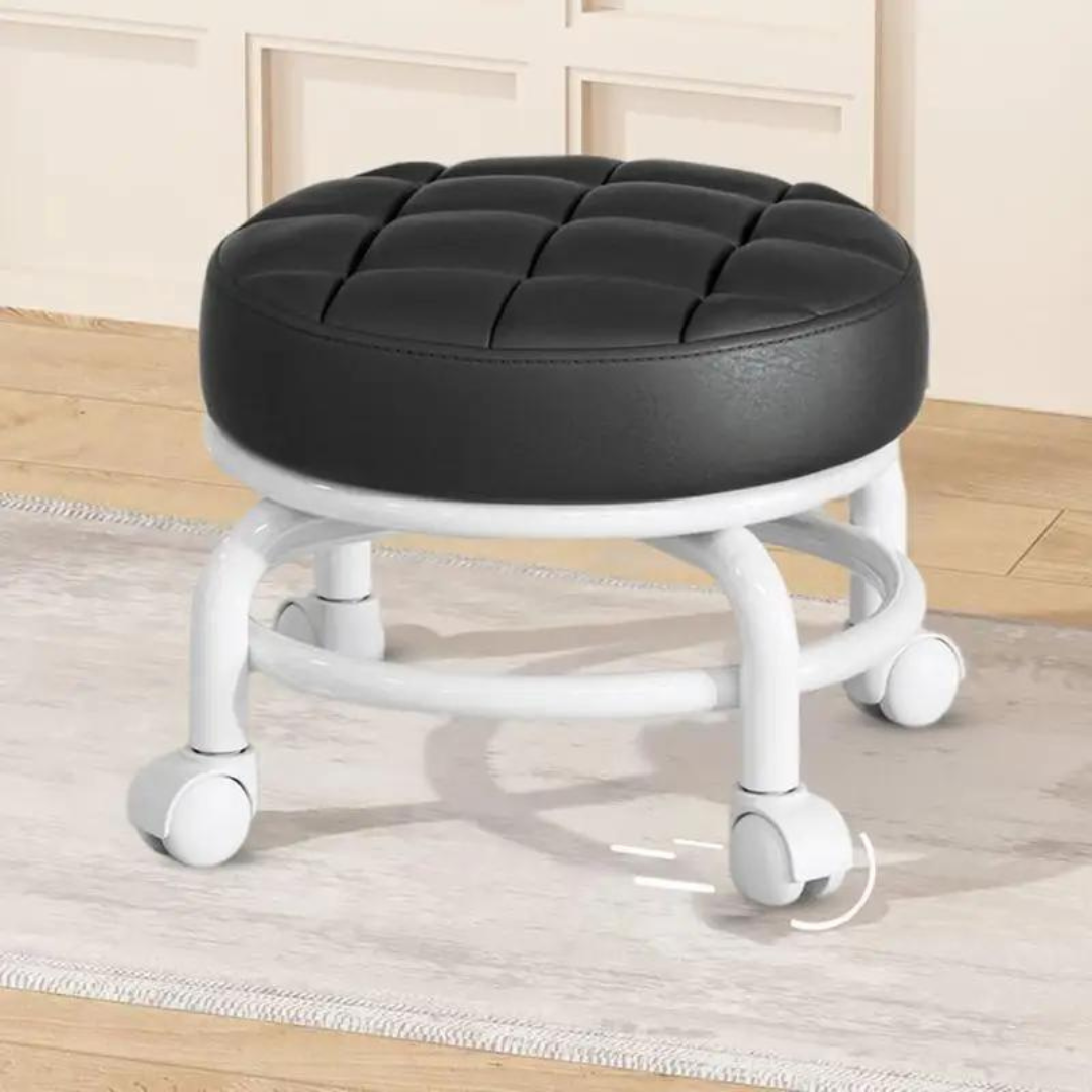Rullpall med justerbar höjd för optimal ergonomi. 360-grader roterande arbetsstol för komfort.