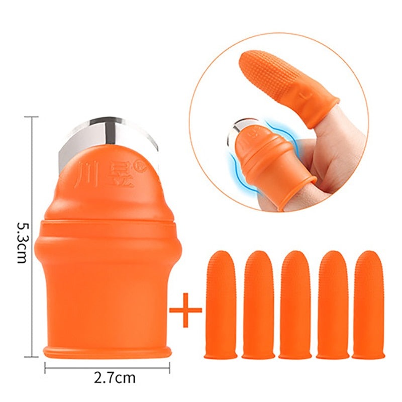 Användarvänlig tumkniv med silikonhandtag för smidig skörd och beskärning, ökar effektiviteten.