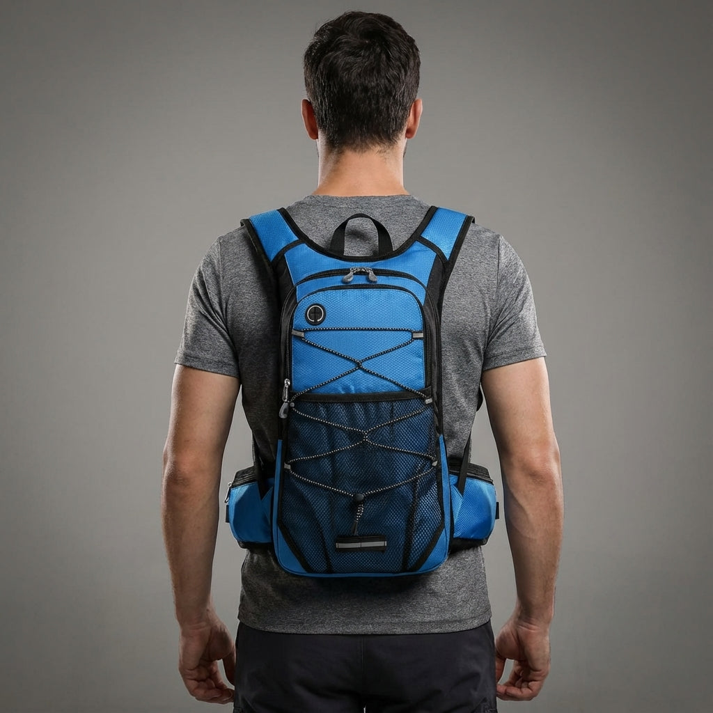 Komfortabel outdoor ryggsäck med ventilerad ryggpanel och justerbara remmar. Ergonomisk för dagsturer.