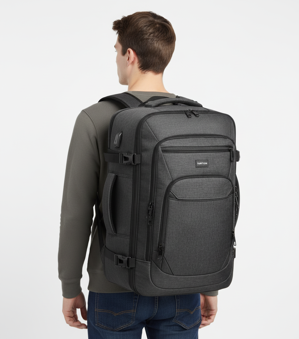 Praktisk expanderbar ryggsäck för resor. Mångsidig väska som rymmer laptop och är perfekt som handbagage.