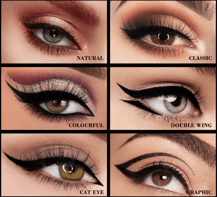 Eyeliner-penna med stämpel för perfekta vingar. Vattenfast flytande eyeliner för snabb och enkel applicering av cat-eye smink.