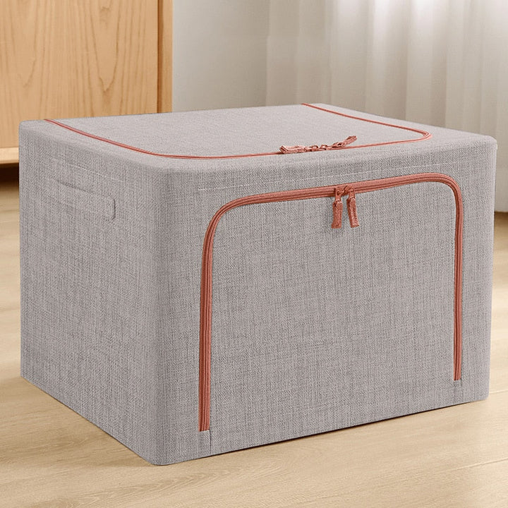 Praktisk fällbar förvaringslåda i non-woven, enkel att stapla och förvara.