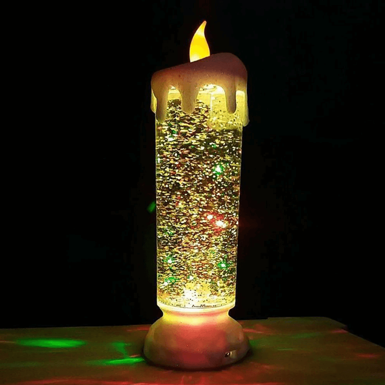 Vackert LED-ljus med färgskiftande glitter och gnistrande kristallglas för inomhusbelysning.