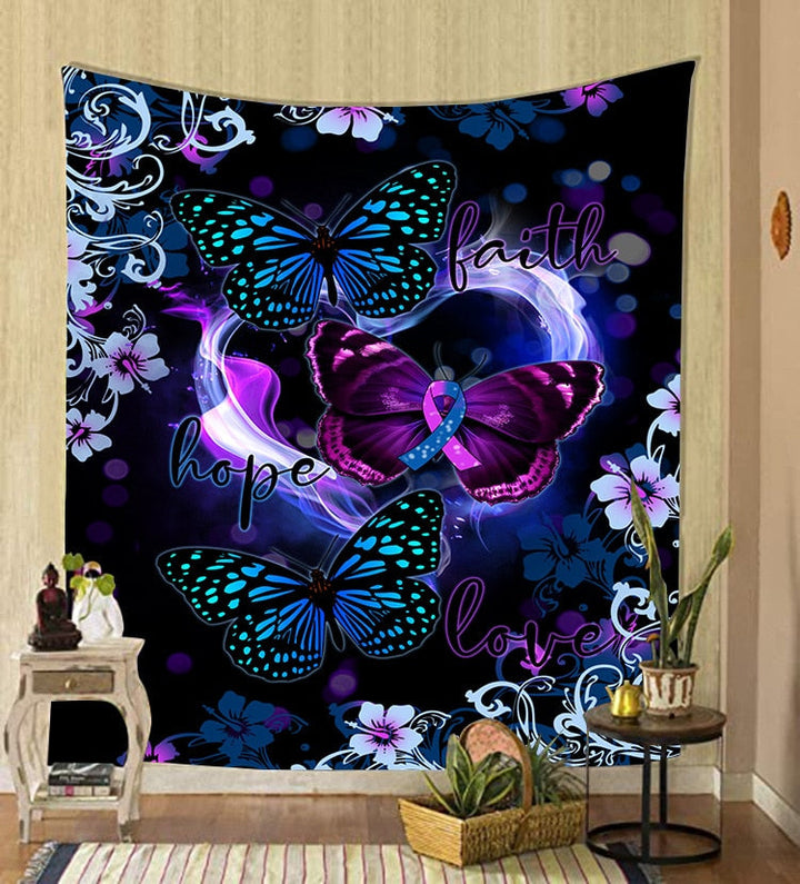 Väggväv med färgstarkt fantasy mönster, textil konst som fångar ögat och inspirerar.
