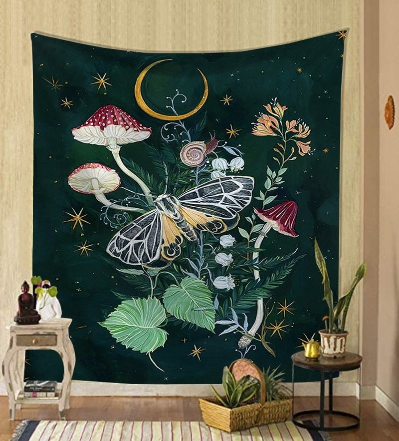 Drömsk fantasy textil väggdekoration. Mjuk flanell som väggkonst för sovrum.