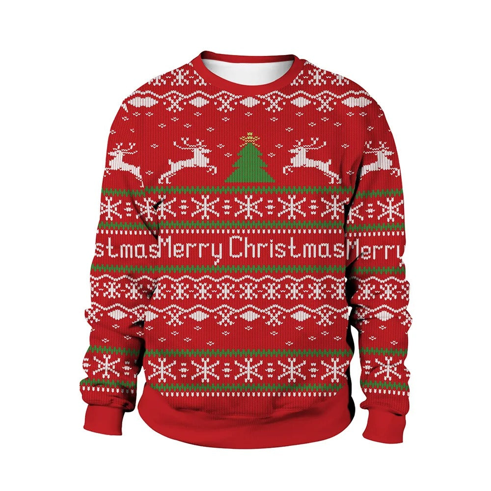 Festlig herr jultröja, varm mysig pullover med unikt tryck för julfesten och vintermode.