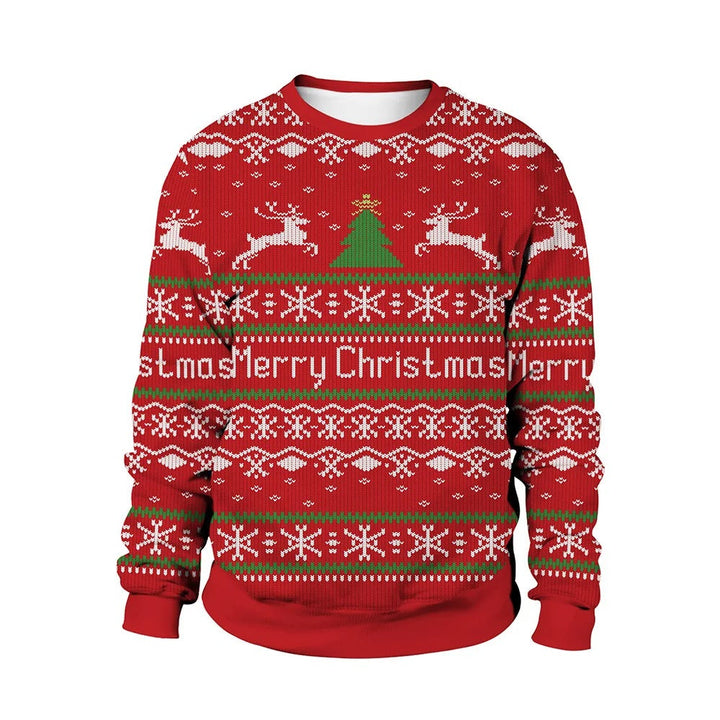 Festlig herr jultröja, varm mysig pullover med unikt tryck för julfesten och vintermode.