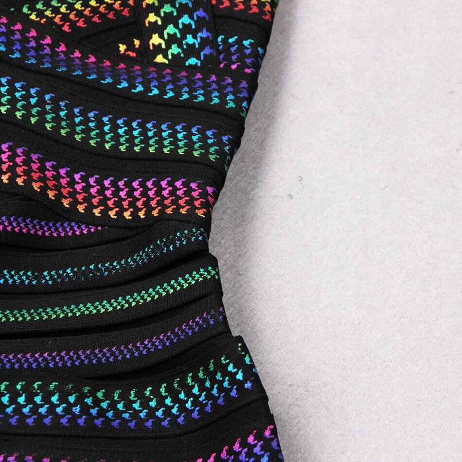 Flerfärgad, randig miniklänning. Damkläder, ärmlös festklänning i bodycon-stil, perfekt sommarklänning.