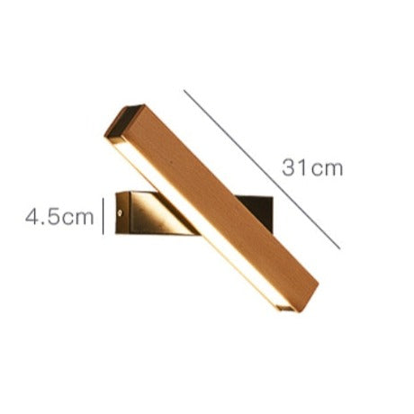 Högkvalitativ LED-vägglampa i trä. 360° roterbar designlampa för accentbelysning.