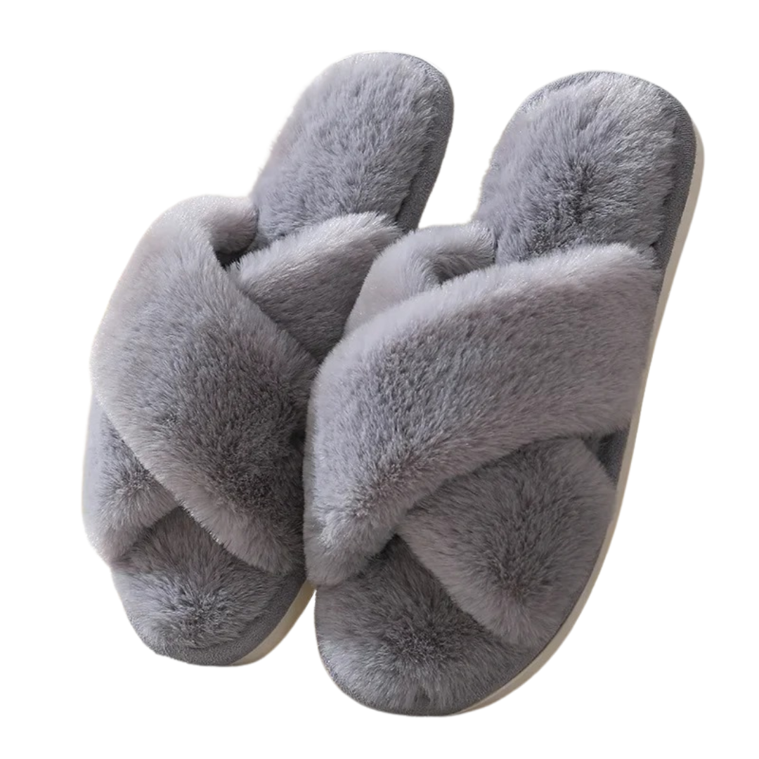 Fluffiga damtofflor för inomhusbruk, designade för lyxig komfort och avkoppling hemma.