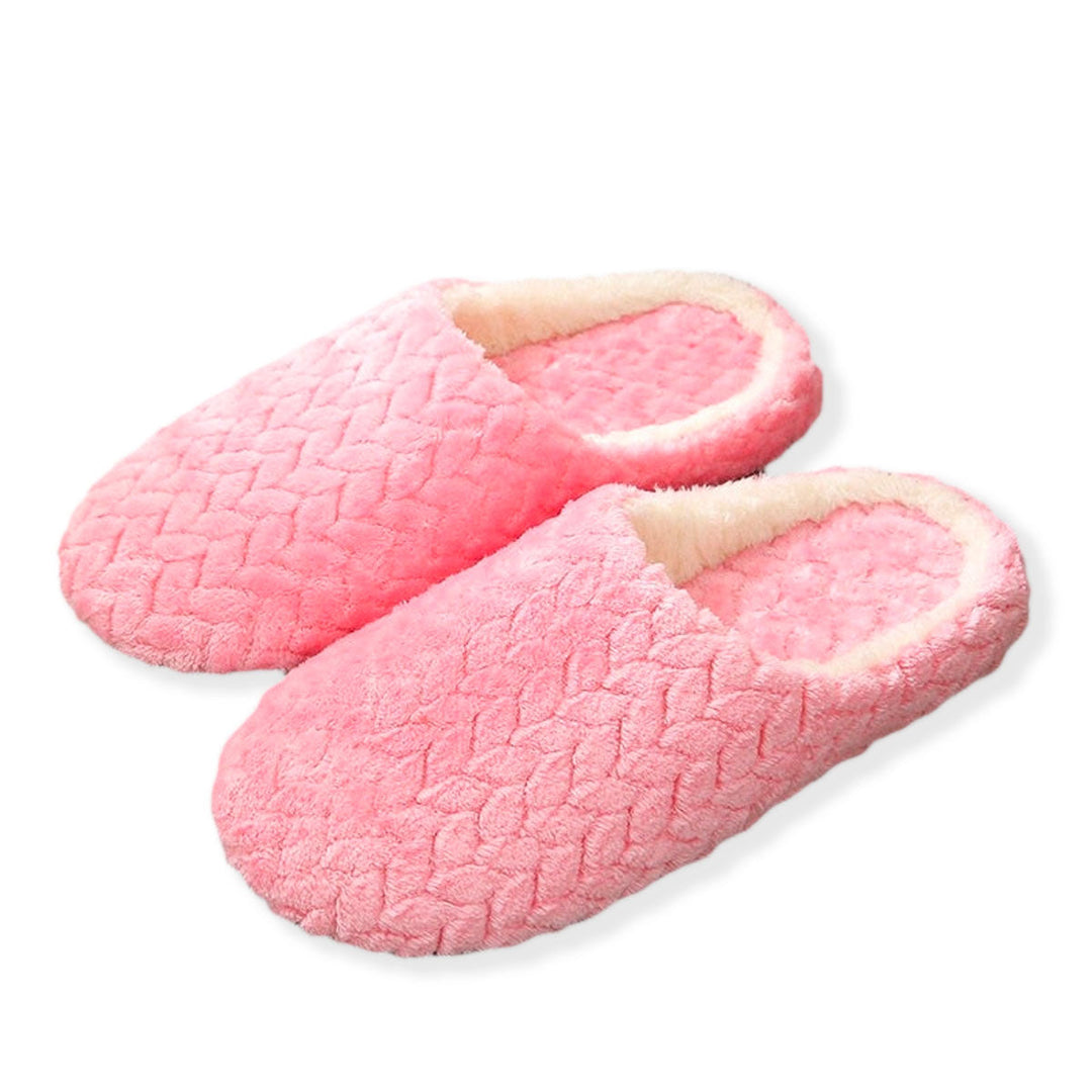 Fluffiga damtofflor i fleece med minnesskum, beige färg, för ultimat inomhuskomfort.