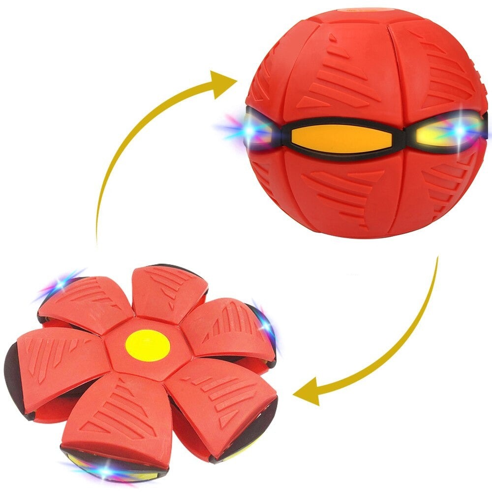 Flygande UFO skivboll med LED-ljus, perfekt för utomhuslek och barn.