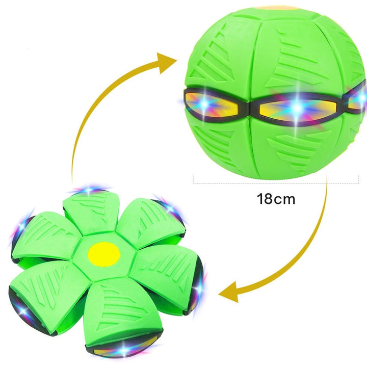 Ergonomisk skivboll med LED, lätt att kasta och fånga, för aktiv lek med barn.