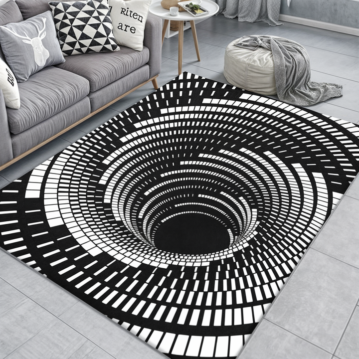 Mångsidig illusionsmatta med geometriskt mönster som ger 3D-djup, passar som dörrmatta eller hallmatta.