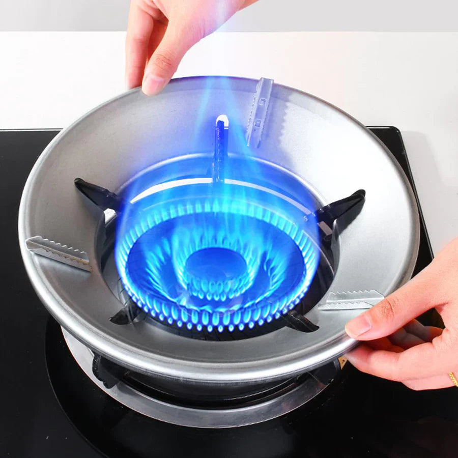 Gjutjärnsskiva för gasspis, vindskydd & energisparare. Optimerar matlagning & minskar energiförbrukning.
