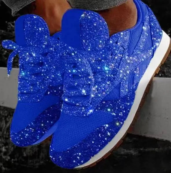 Glittrande kvinnors sneakers för både fest och avslappnad stil. Bekväma och moderna sparkle skor.