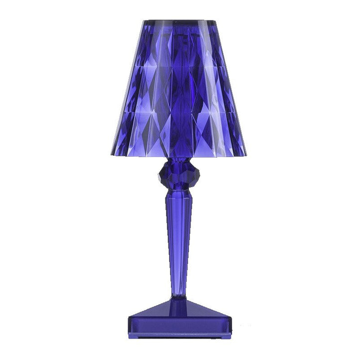 Elegant akryl LED-bordslampa med unik diamantdesign. USB-laddad touch-lampa för vacker rumsbelysning.