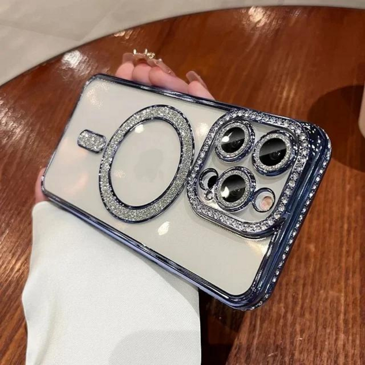 Modeaccessoar: iPhone-skal med glitter och diamantmönster för stilmedvetna