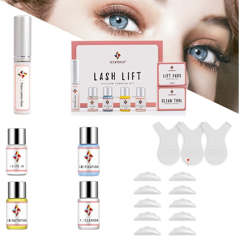 Komplett ögonfranslyftkit med alla produkter för en säker och effektiv fransböjning hemma. Inkluderar tillbehör.