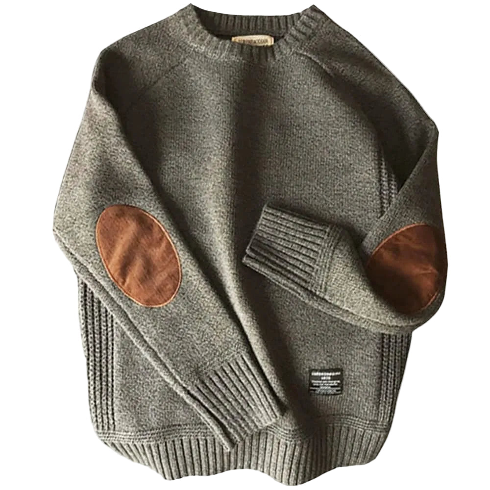 Grå herrtröja med stilren design för vardagsstil. Klassisk komfort, perfekt för höst- och vintermode.