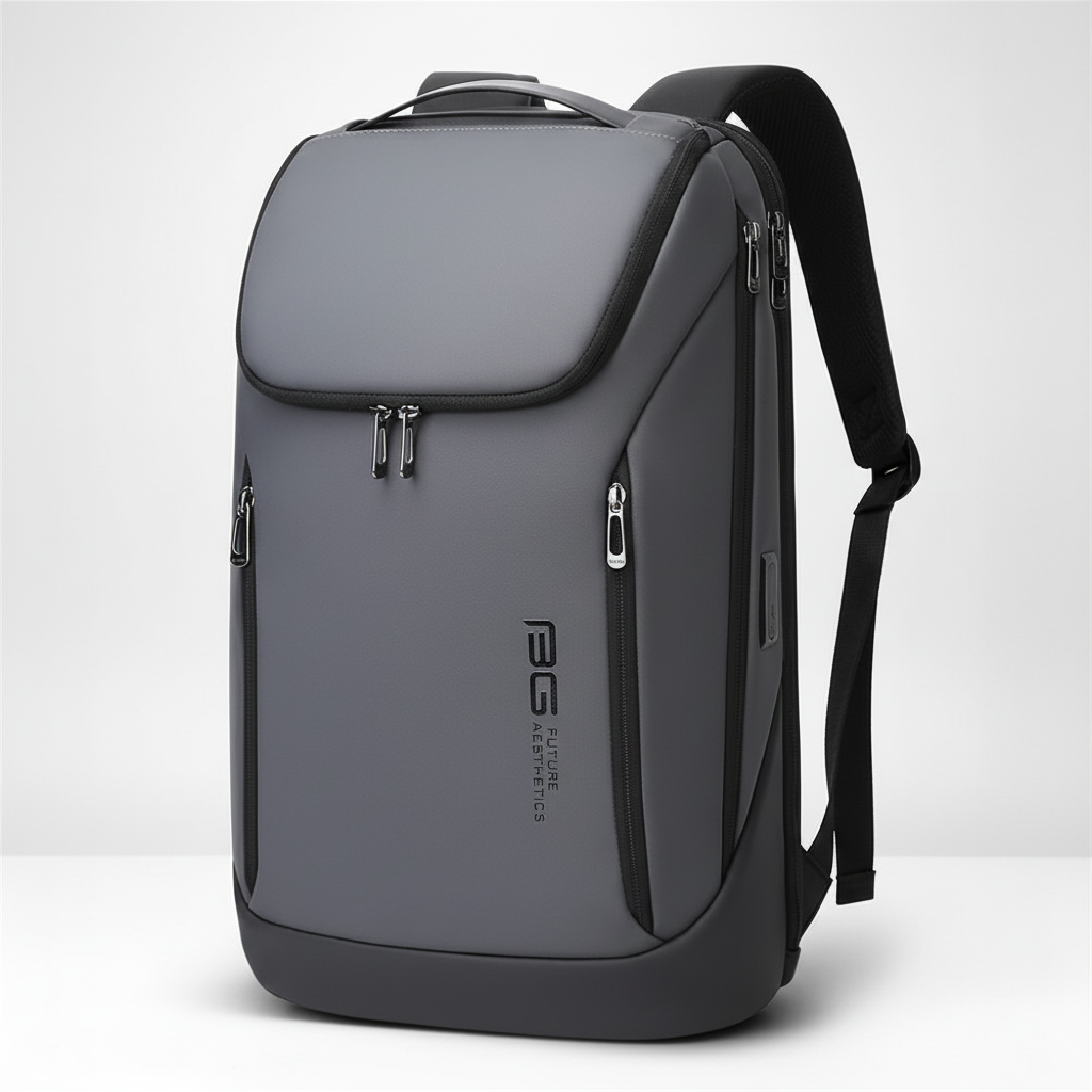Ergonomisk ProPack arbetsryggsäck med vadderade axelremmar och praktiska sidofack, i grå/svart design.