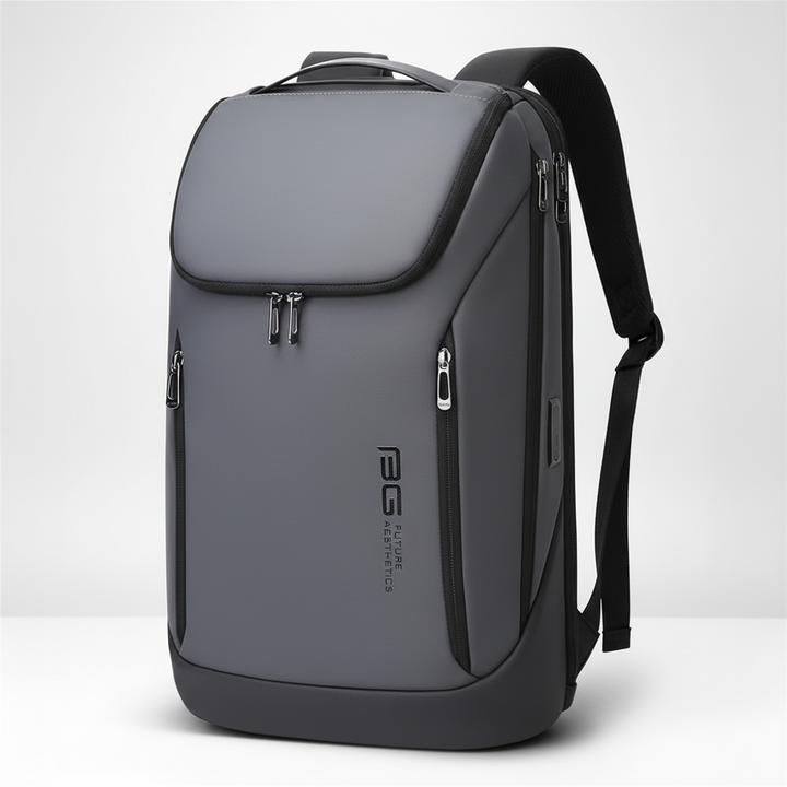 Ergonomisk ProPack arbetsryggsäck med vadderade axelremmar och praktiska sidofack, i grå/svart design.