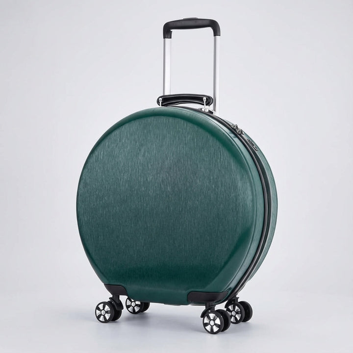 Lättviktig grön resväska i hårt skal med lättrullande spinnerhjul, för smidig transport av ditt bagage.