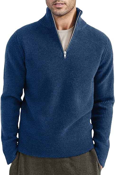 Dragkedjetröja för herr, italiensk design. Perfekt för en elegant och avslappnad look.
